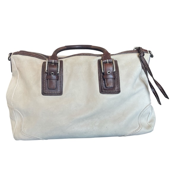 Coach Hampton F12444 Beige Brown Leather Satchel Bag - Picture 2 of 11